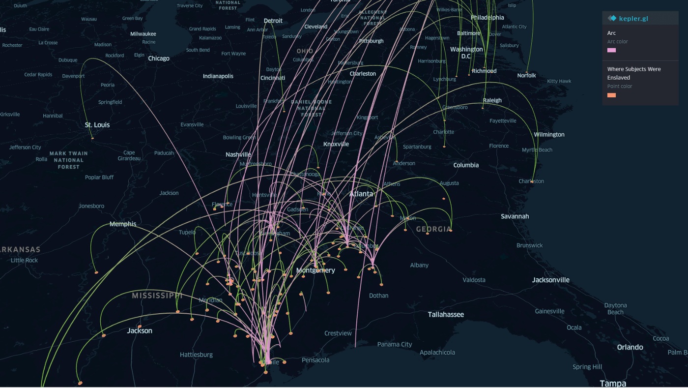 Data visualized in Kepler.gl